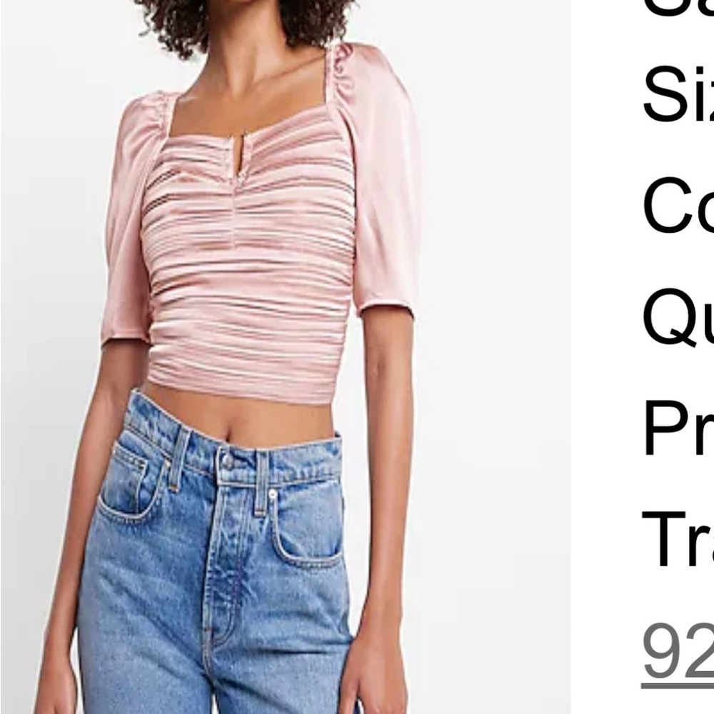 Satin Ruched V-Bar Cropped Top